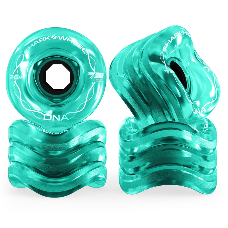 Shark Wheel 72mm 78a Longboard Cruising Wheels  DNA Formula  Set of 4 Wheels (.Transparent Emerald.  72mm) - Image 1